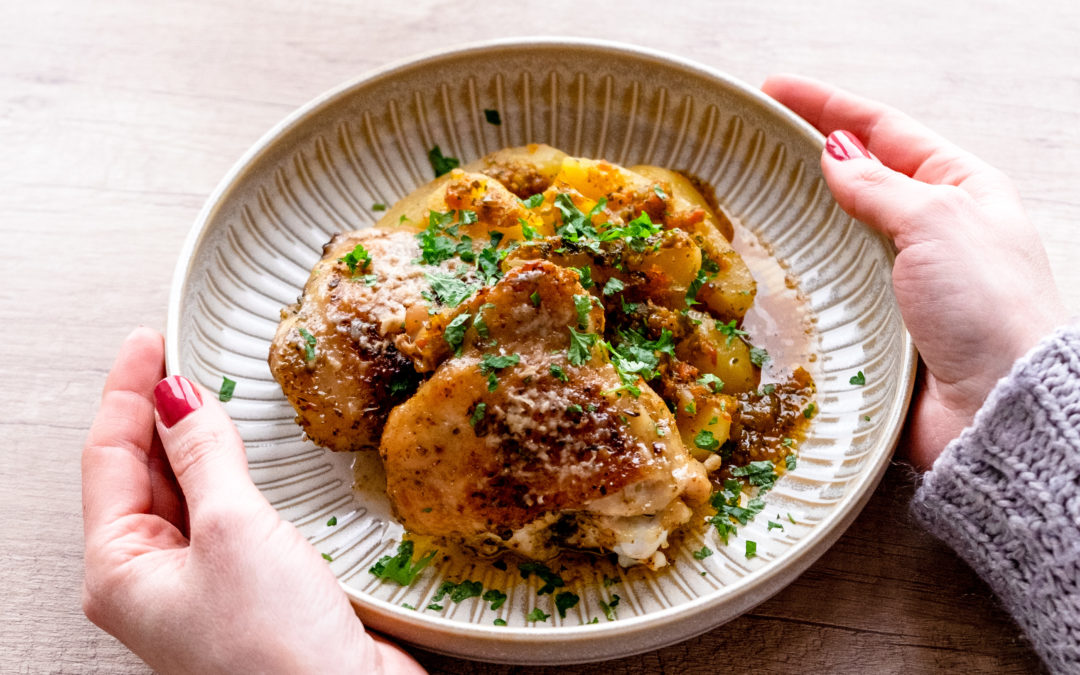 Dušené kuře s brambory v orientální salse